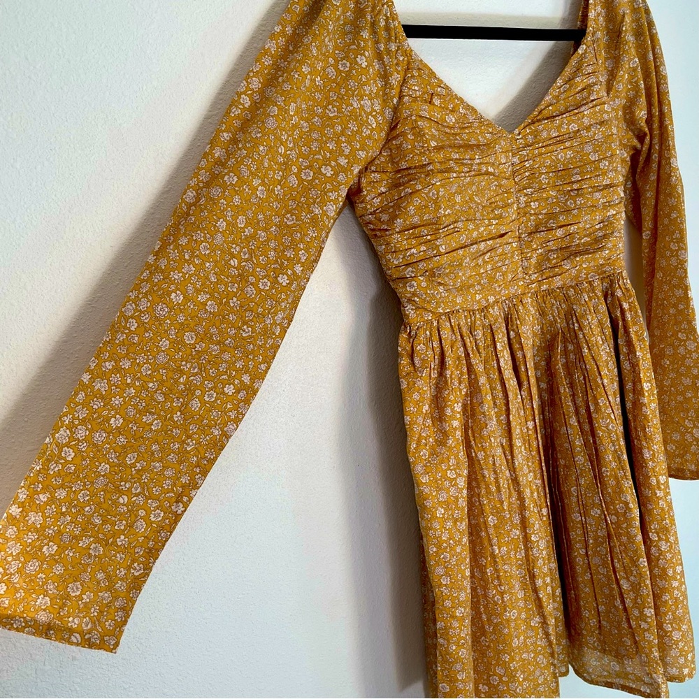 AE Floral Ruched Long Sleeve Mini Dress